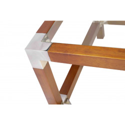 Table Basse EUCLIDE en bois d'Hévéa, Inox et verre trempé E-IXTBB60 EVERART